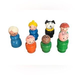Vintage Fisher Price Little People Dollhouse Figures Grandma Dad Mom Dog & More